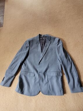 Celio Classic Men's Gray/Blue Two-Button Suit Blazer